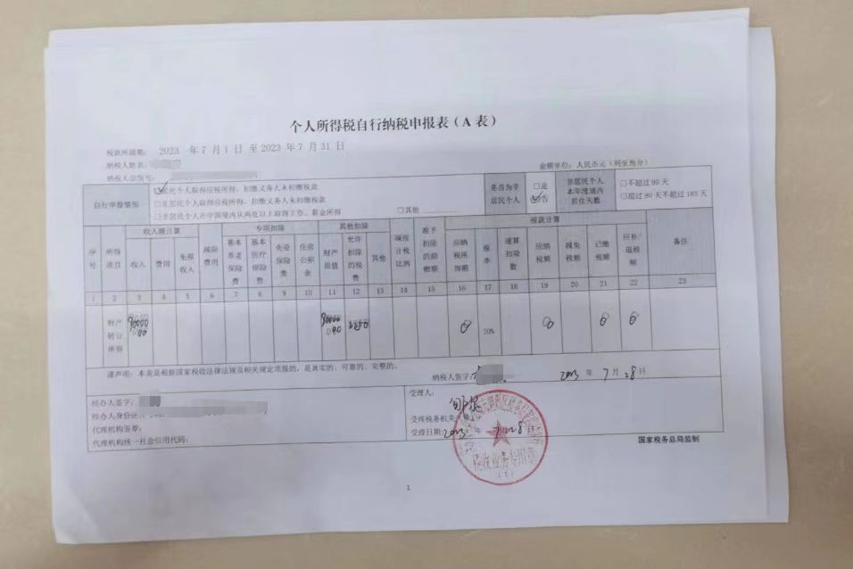 个人所得税申报业务案例